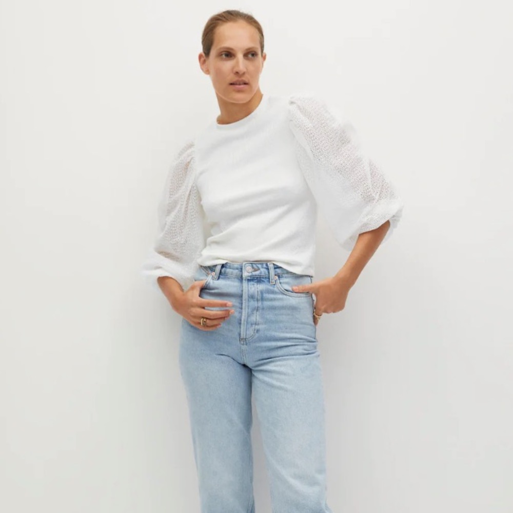 MANGO Puff Sleeve Blouse in Ecru 🆕